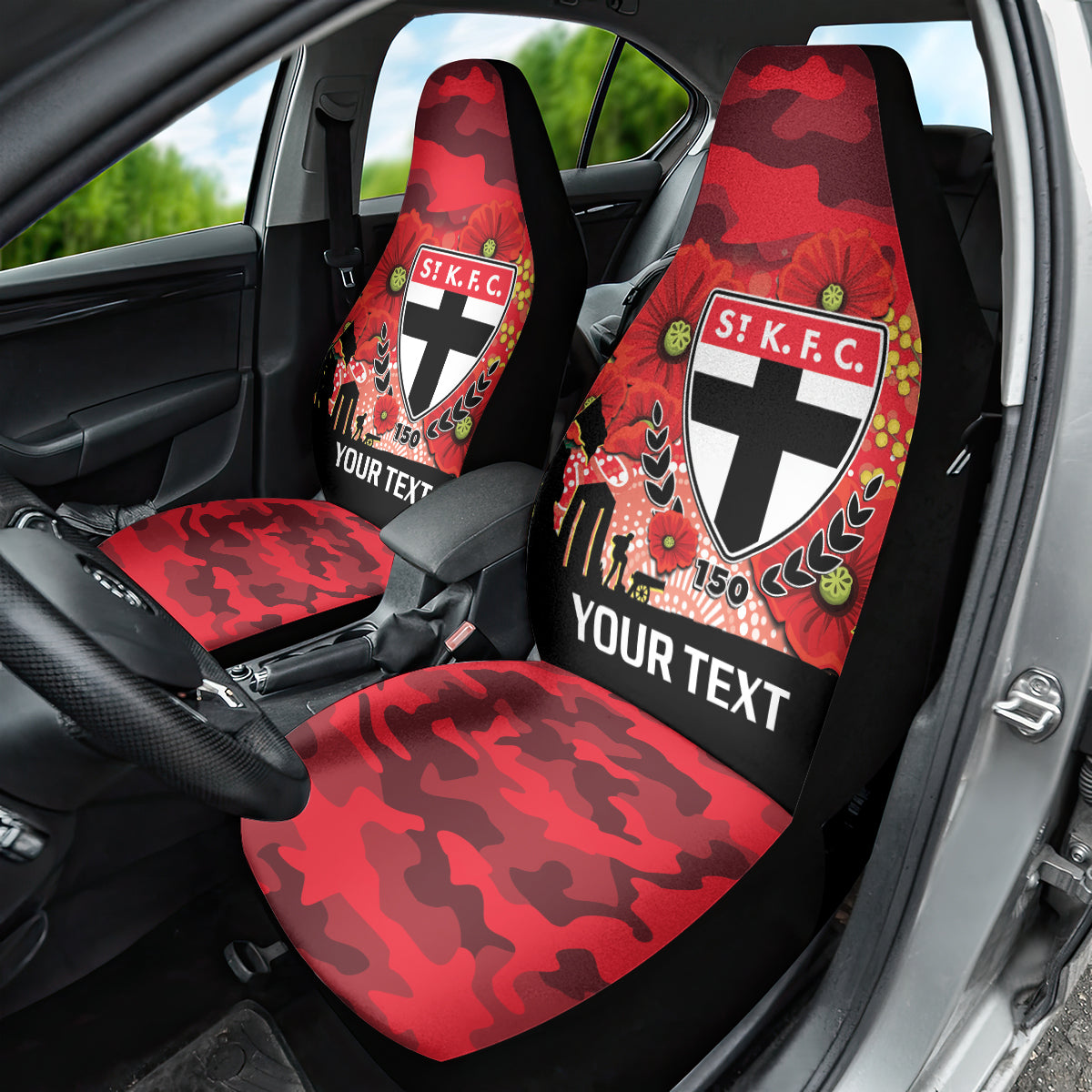 Custom St Kilda Football ANZAC Car Seat Cover Gallipoli Camouflage With Poppies