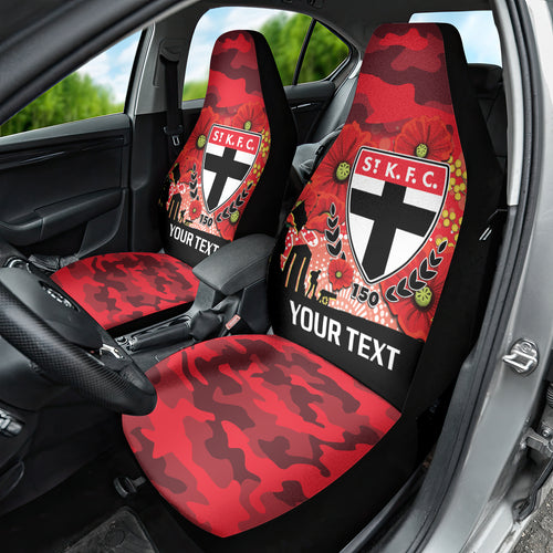 Custom St Kilda Football ANZAC Car Seat Cover Gallipoli Camouflage With Poppies
