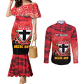 Custom St Kilda Football ANZAC Couples Matching Mermaid Dress and Long Sleeve Button Shirt Gallipoli Camouflage With Poppies