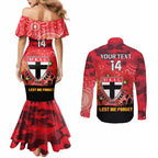 Custom St Kilda Football ANZAC Couples Matching Mermaid Dress and Long Sleeve Button Shirt Gallipoli Camouflage With Poppies
