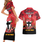 Custom St Kilda Football ANZAC Couples Matching Short Sleeve Bodycon Dress and Hawaiian Shirt Gallipoli Camouflage With Poppies
