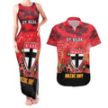 Custom St Kilda Football ANZAC Couples Matching Tank Maxi Dress and Hawaiian Shirt Gallipoli Camouflage With Poppies