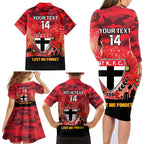 Custom St Kilda Football ANZAC Family Matching Long Sleeve Bodycon Dress and Hawaiian Shirt Gallipoli Camouflage With Poppies