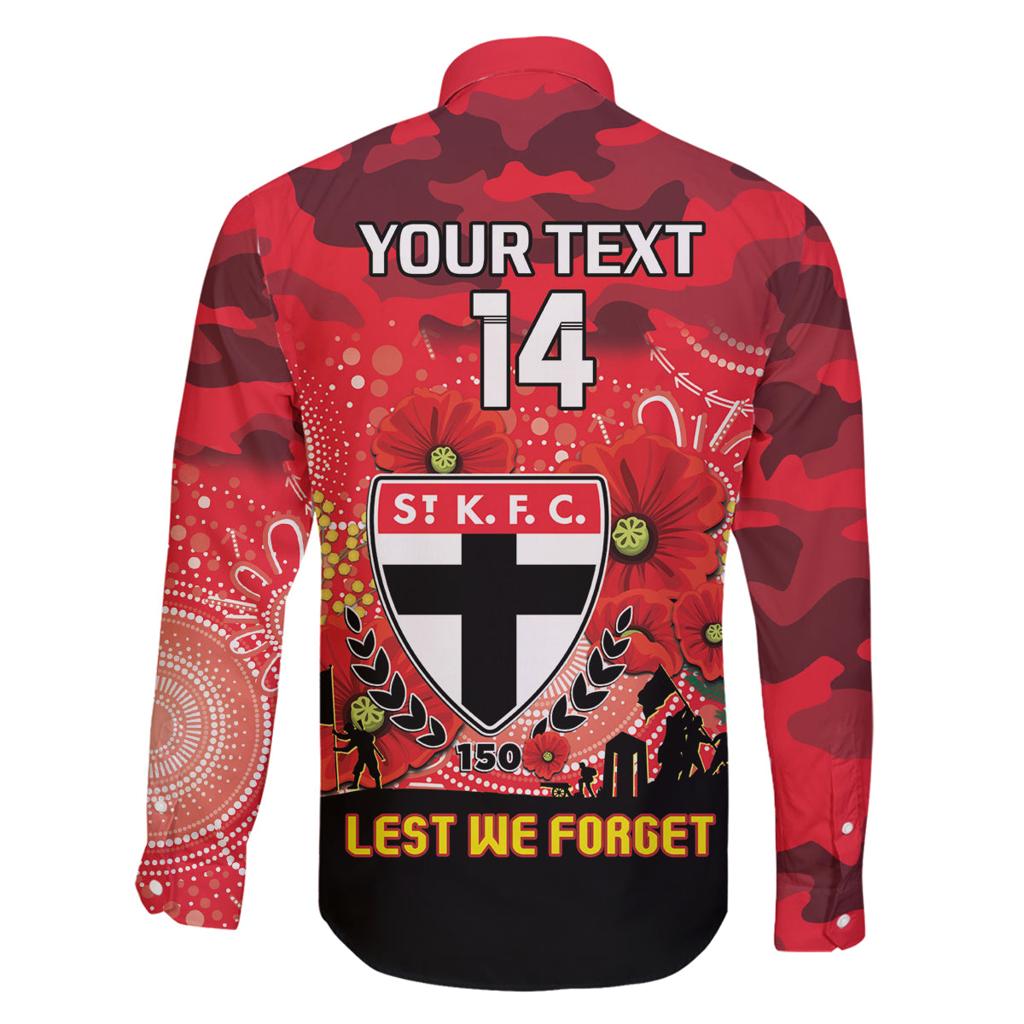 Custom St Kilda Football ANZAC Family Matching Long Sleeve Bodycon Dress and Hawaiian Shirt Gallipoli Camouflage With Poppies