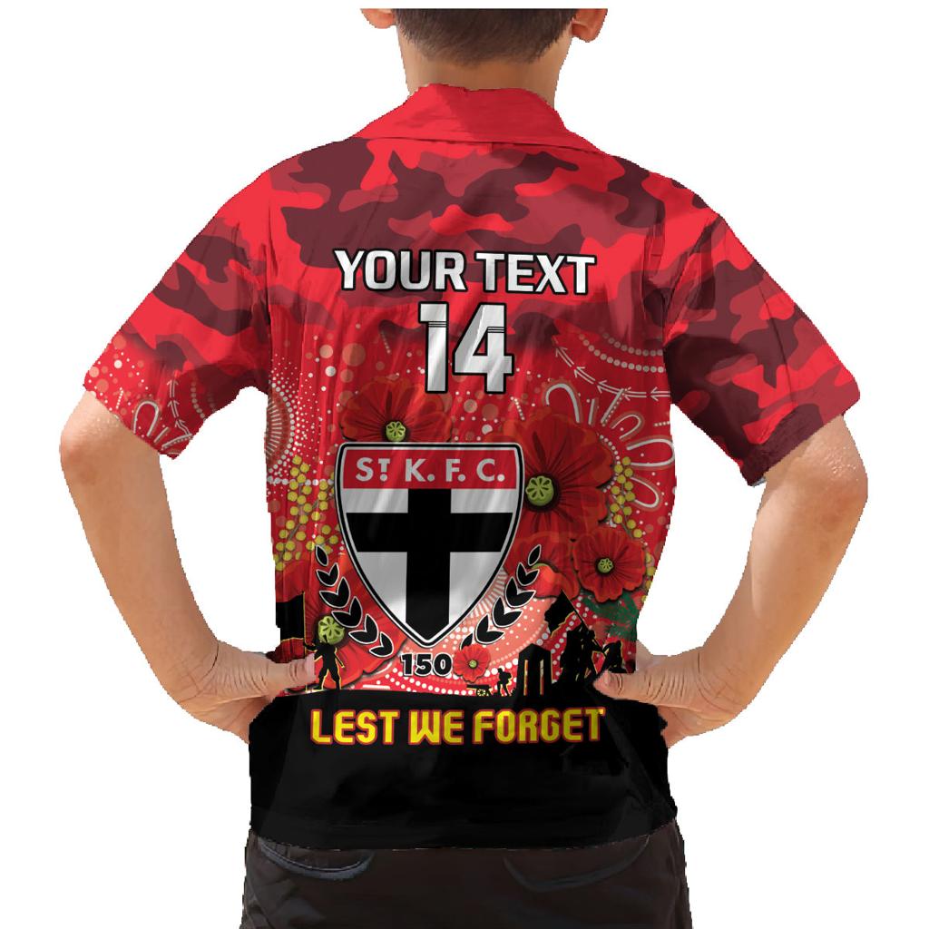 Custom St Kilda Football ANZAC Family Matching Mermaid Dress and Hawaiian Shirt Gallipoli Camouflage With Poppies