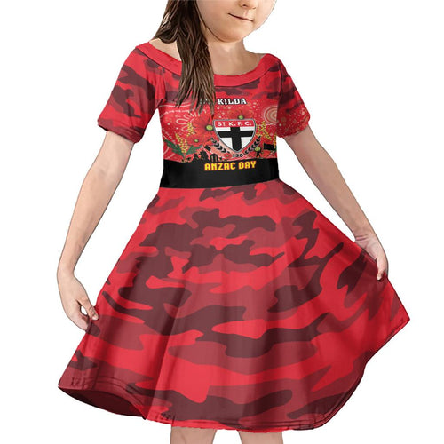 Custom St Kilda Football ANZAC Family Matching Mermaid Dress and Hawaiian Shirt Gallipoli Camouflage With Poppies