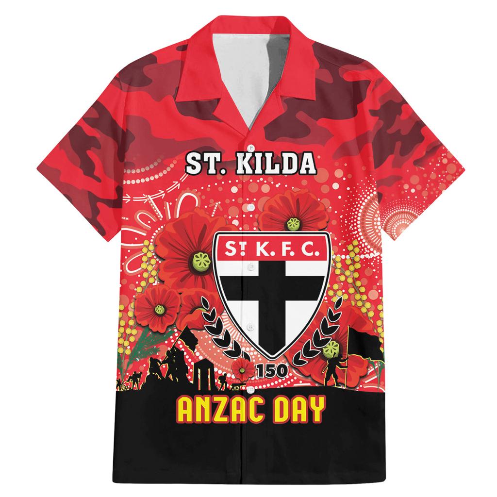 Custom St Kilda Football ANZAC Family Matching Mermaid Dress and Hawaiian Shirt Gallipoli Camouflage With Poppies