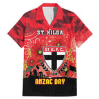 Custom St Kilda Football ANZAC Family Matching Mermaid Dress and Hawaiian Shirt Gallipoli Camouflage With Poppies