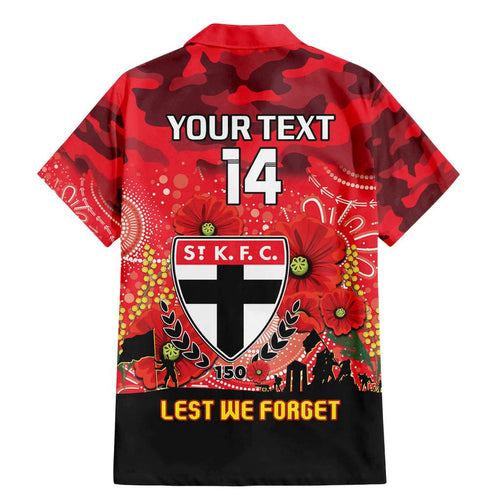 Custom St Kilda Football ANZAC Family Matching Mermaid Dress and Hawaiian Shirt Gallipoli Camouflage With Poppies