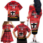 Custom St Kilda Football ANZAC Family Matching Off Shoulder Long Sleeve Dress and Hawaiian Shirt Gallipoli Camouflage With Poppies