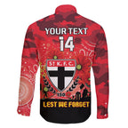 Custom St Kilda Football ANZAC Family Matching Off Shoulder Long Sleeve Dress and Hawaiian Shirt Gallipoli Camouflage With Poppies