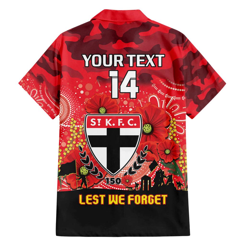 Custom St Kilda Football ANZAC Family Matching Off Shoulder Maxi Dress and Hawaiian Shirt Gallipoli Camouflage With Poppies