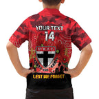 Custom St Kilda Football ANZAC Family Matching Off Shoulder Short Dress and Hawaiian Shirt Gallipoli Camouflage With Poppies