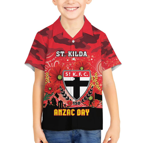 Custom St Kilda Football ANZAC Family Matching Puletasi and Hawaiian Shirt Gallipoli Camouflage With Poppies