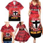 Custom St Kilda Football ANZAC Family Matching Summer Maxi Dress and Hawaiian Shirt Gallipoli Camouflage With Poppies