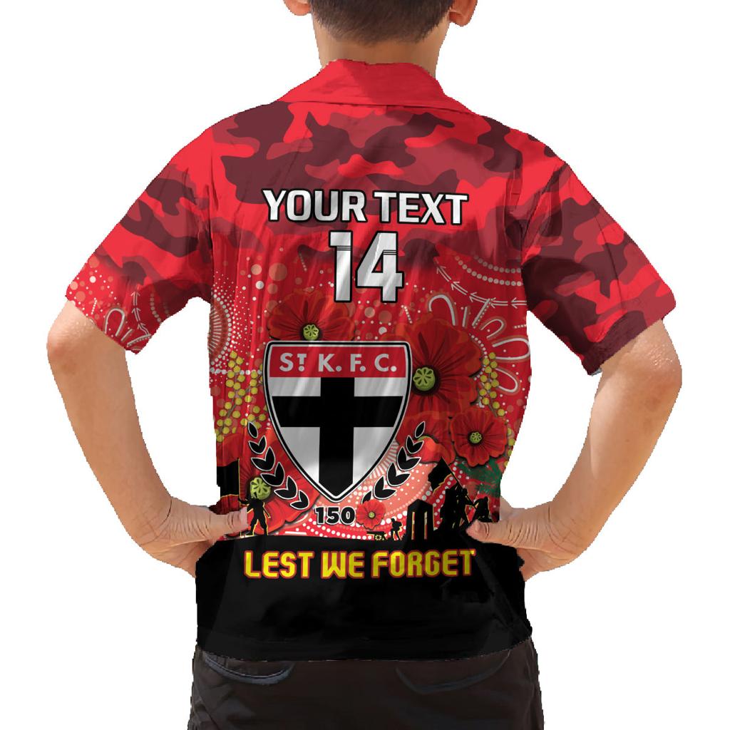 Custom St Kilda Football ANZAC Family Matching Summer Maxi Dress and Hawaiian Shirt Gallipoli Camouflage With Poppies
