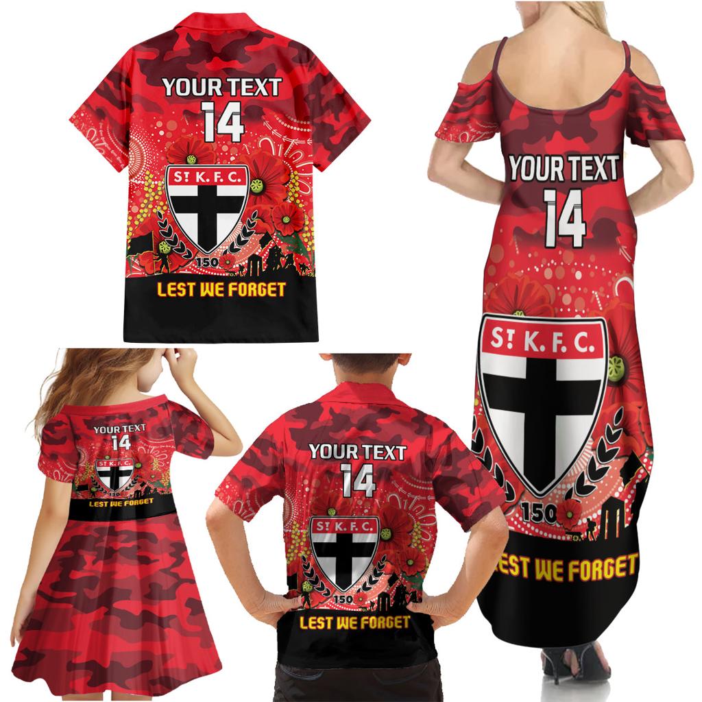 Custom St Kilda Football ANZAC Family Matching Summer Maxi Dress and Hawaiian Shirt Gallipoli Camouflage With Poppies