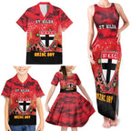 Custom St Kilda Football ANZAC Family Matching Tank Maxi Dress and Hawaiian Shirt Gallipoli Camouflage With Poppies