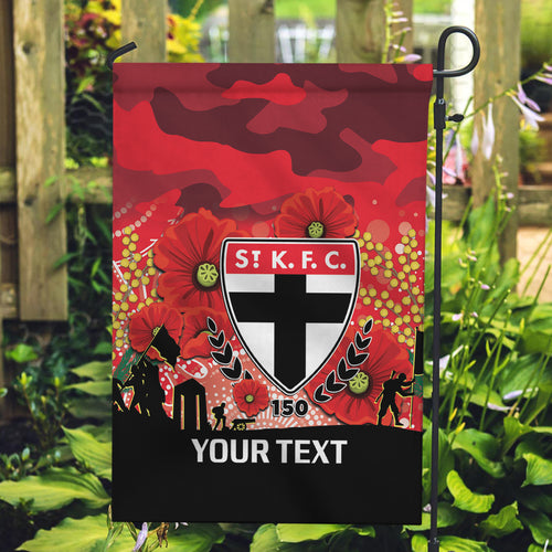 Custom St Kilda Football ANZAC Garden Flag Gallipoli Camouflage With Poppies