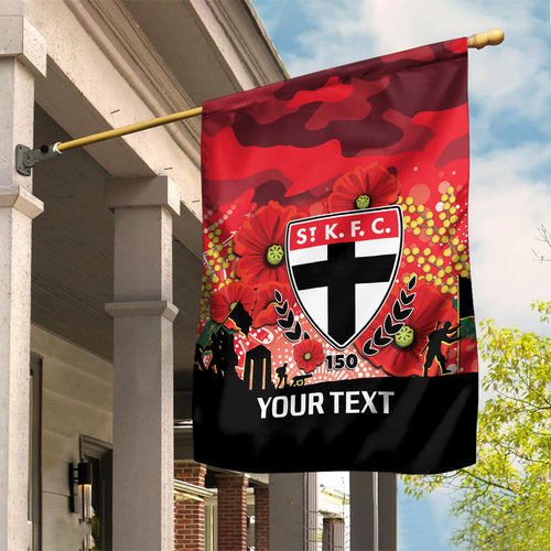 Custom St Kilda Football ANZAC Garden Flag Gallipoli Camouflage With Poppies