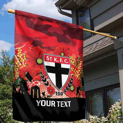 Custom St Kilda Football ANZAC Garden Flag Gallipoli Camouflage With Poppies