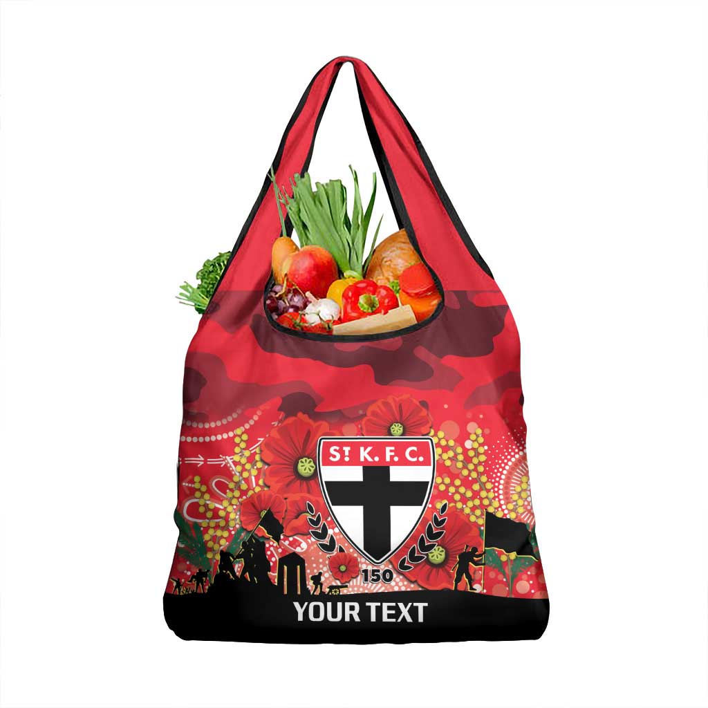 Custom St Kilda Football ANZAC Grocery Bag Gallipoli Camouflage With Poppies
