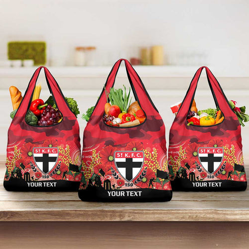 Custom St Kilda Football ANZAC Grocery Bag Gallipoli Camouflage With Poppies