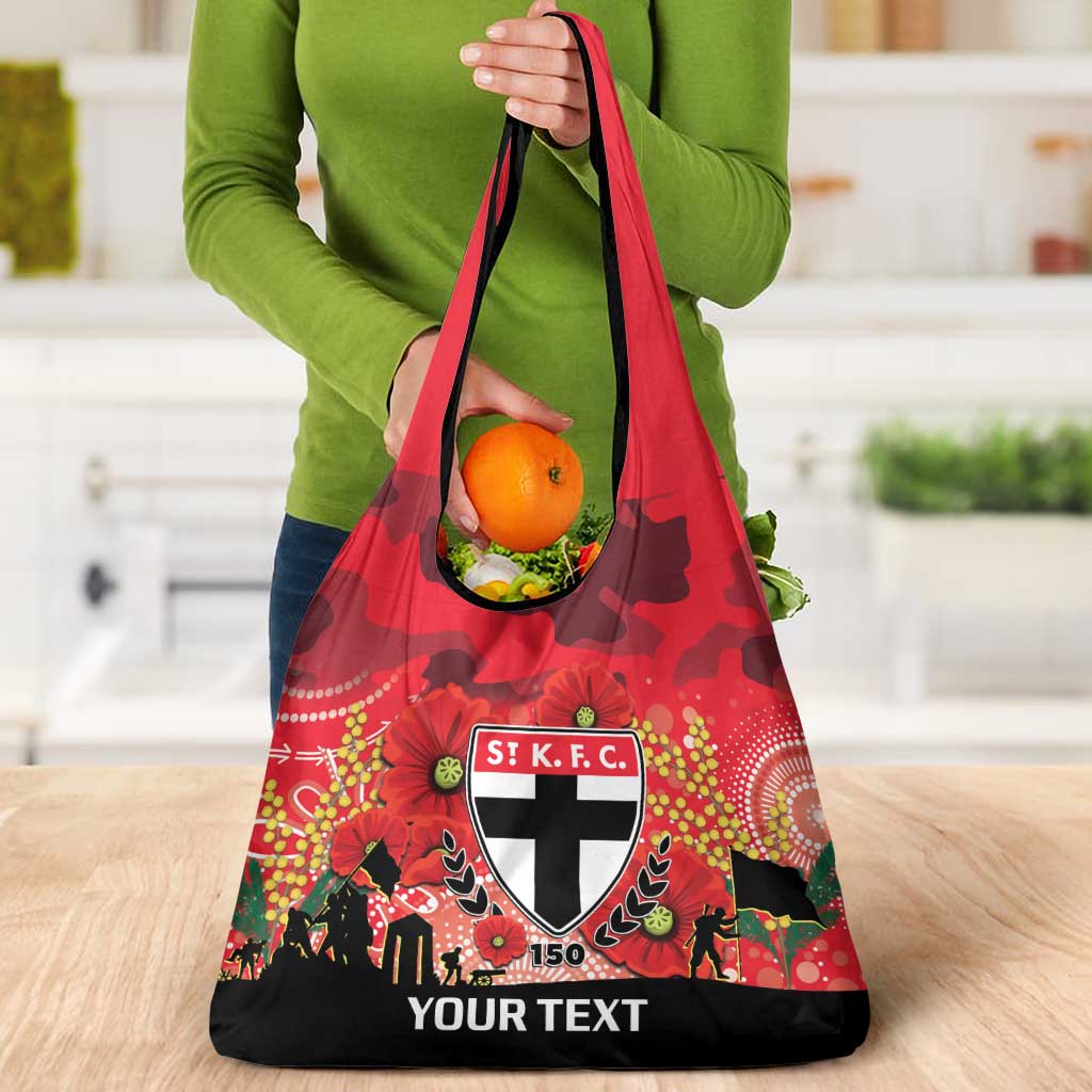 Custom St Kilda Football ANZAC Grocery Bag Gallipoli Camouflage With Poppies