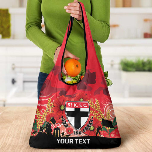 Custom St Kilda Football ANZAC Grocery Bag Gallipoli Camouflage With Poppies