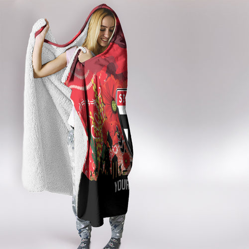Custom St Kilda Football ANZAC Hooded Blanket Gallipoli Camouflage With Poppies