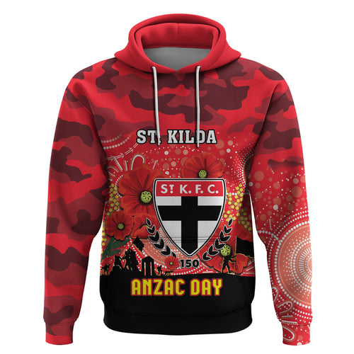 Custom St Kilda Football ANZAC Hoodie Gallipoli Camouflage With Poppies