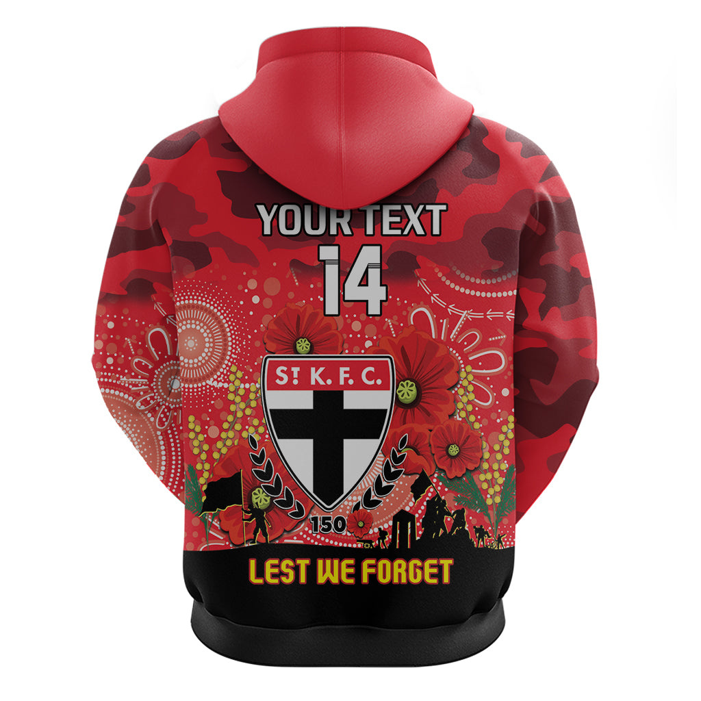 Custom St Kilda Football ANZAC Hoodie Gallipoli Camouflage With Poppies