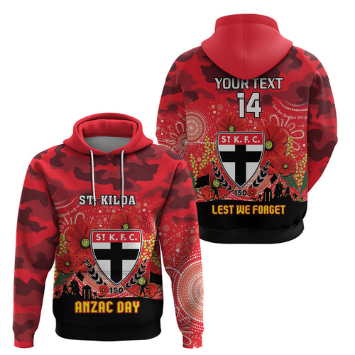 Custom St Kilda Football ANZAC Hoodie Gallipoli Camouflage With Poppies