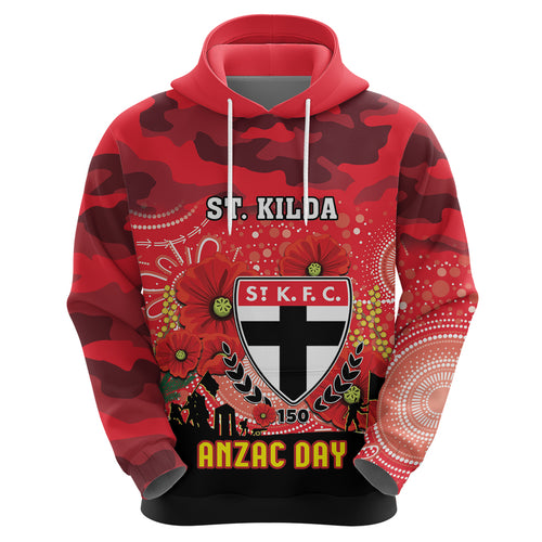 Custom St Kilda Football ANZAC Hoodie Gallipoli Camouflage With Poppies