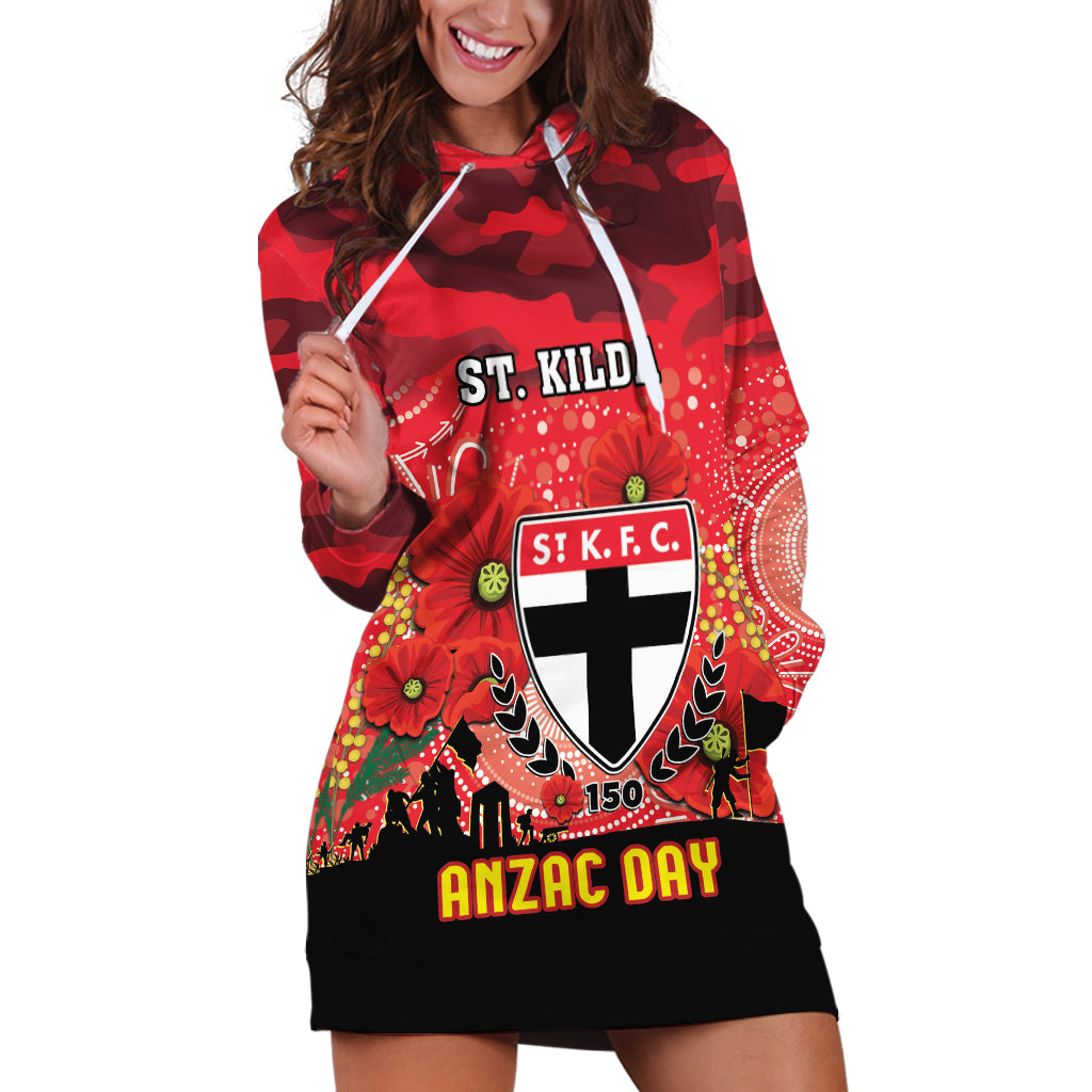 Custom St Kilda Football ANZAC Hoodie Dress Gallipoli Camouflage With Poppies