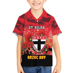 Custom St Kilda Football ANZAC Kid Hawaiian Shirt Gallipoli Camouflage With Poppies