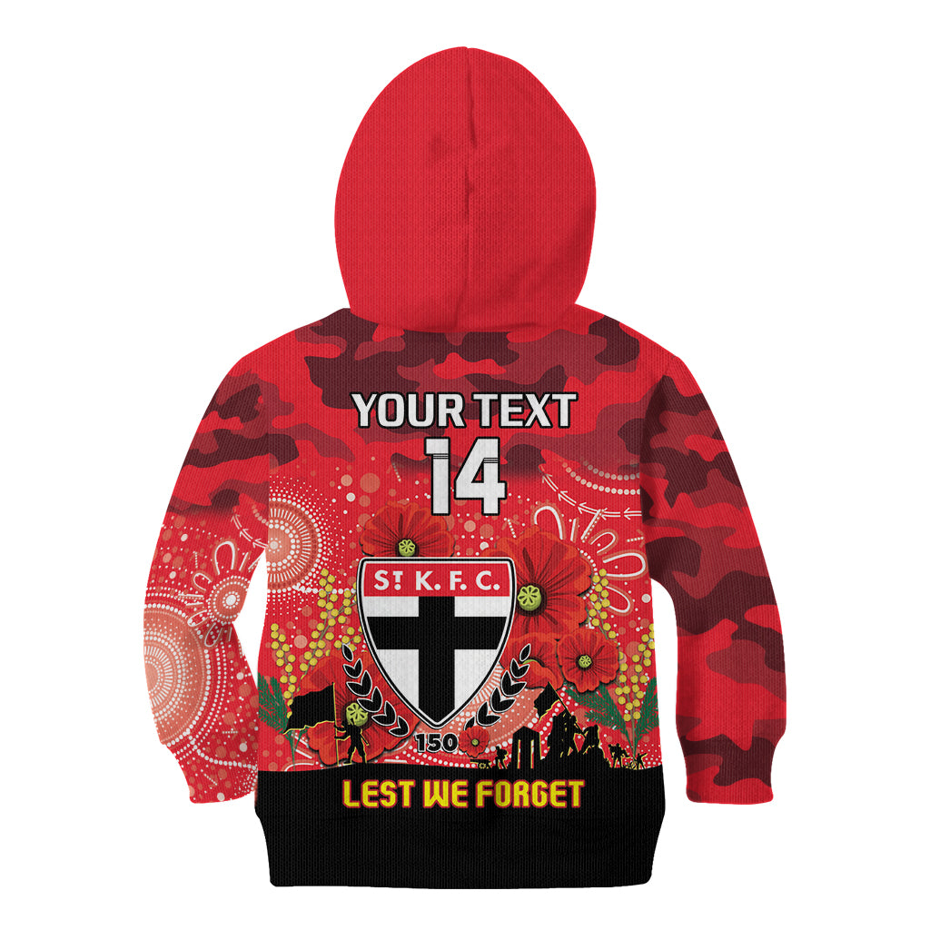 Custom St Kilda Football ANZAC Kid Hoodie Gallipoli Camouflage With Poppies