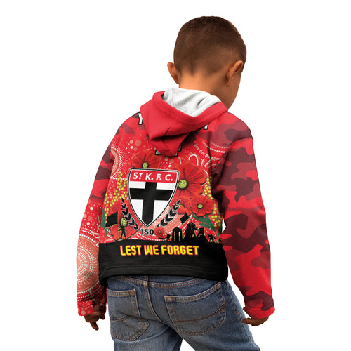 Custom St Kilda Football ANZAC Kid Hoodie Gallipoli Camouflage With Poppies