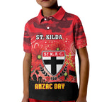 Custom St Kilda Football ANZAC Kid Polo Shirt Gallipoli Camouflage With Poppies