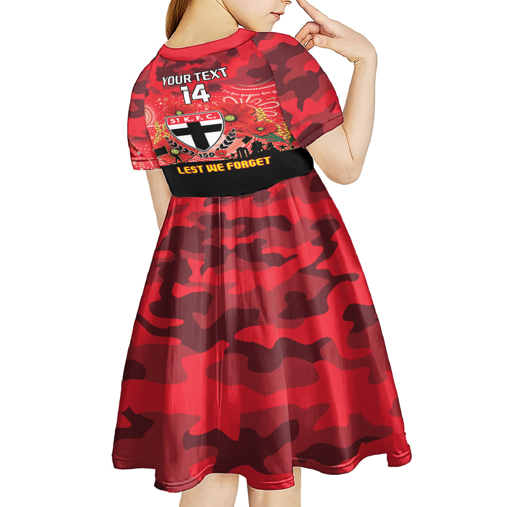Custom St Kilda Football ANZAC Kid Short Sleeve Dress Gallipoli Camouflage With Poppies