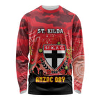 Custom St Kilda Football ANZAC Long Sleeve Shirt Gallipoli Camouflage With Poppies