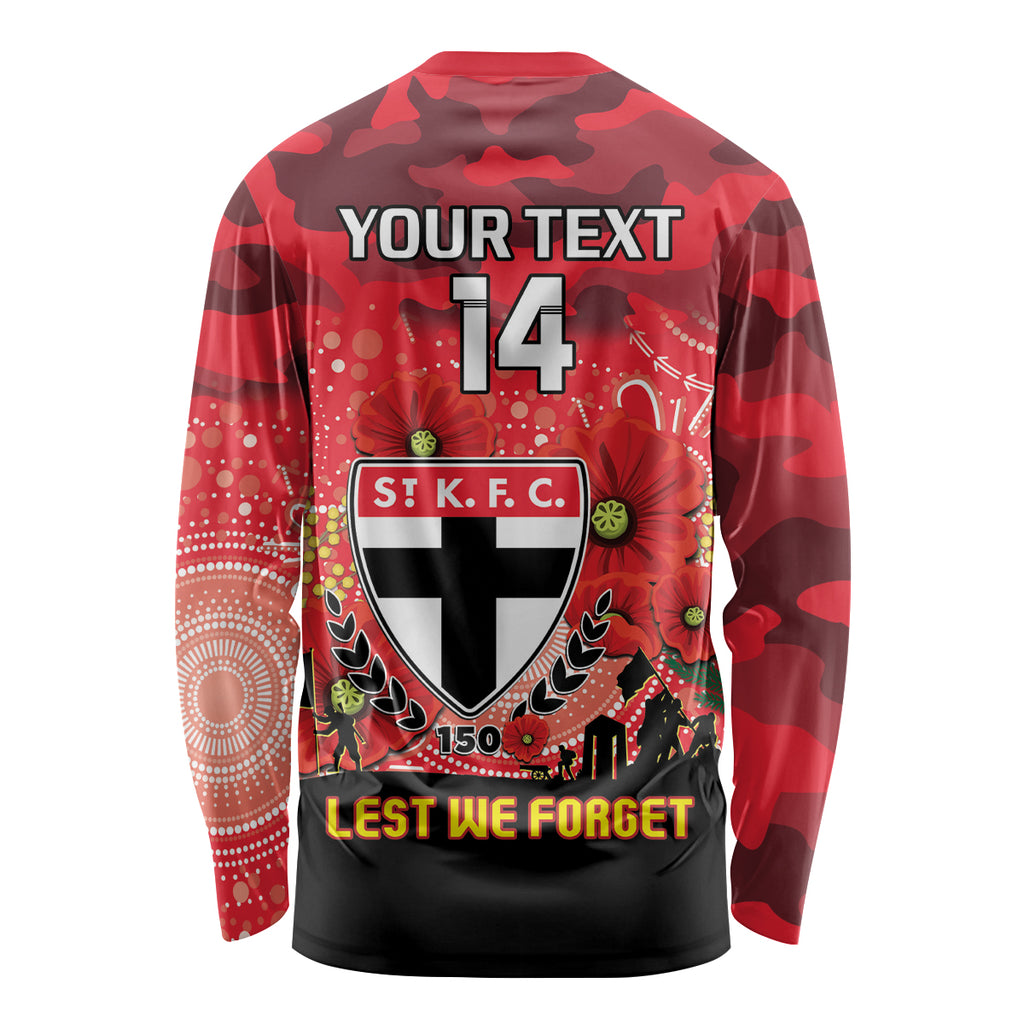 Custom St Kilda Football ANZAC Long Sleeve Shirt Gallipoli Camouflage With Poppies