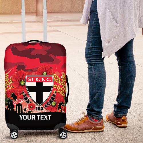 Custom St Kilda Football ANZAC Luggage Cover Gallipoli Camouflage With Poppies
