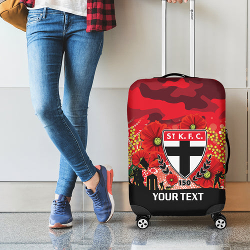 Custom St Kilda Football ANZAC Luggage Cover Gallipoli Camouflage With Poppies