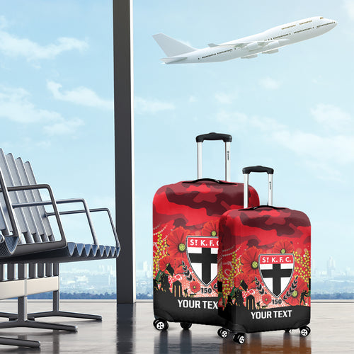Custom St Kilda Football ANZAC Luggage Cover Gallipoli Camouflage With Poppies