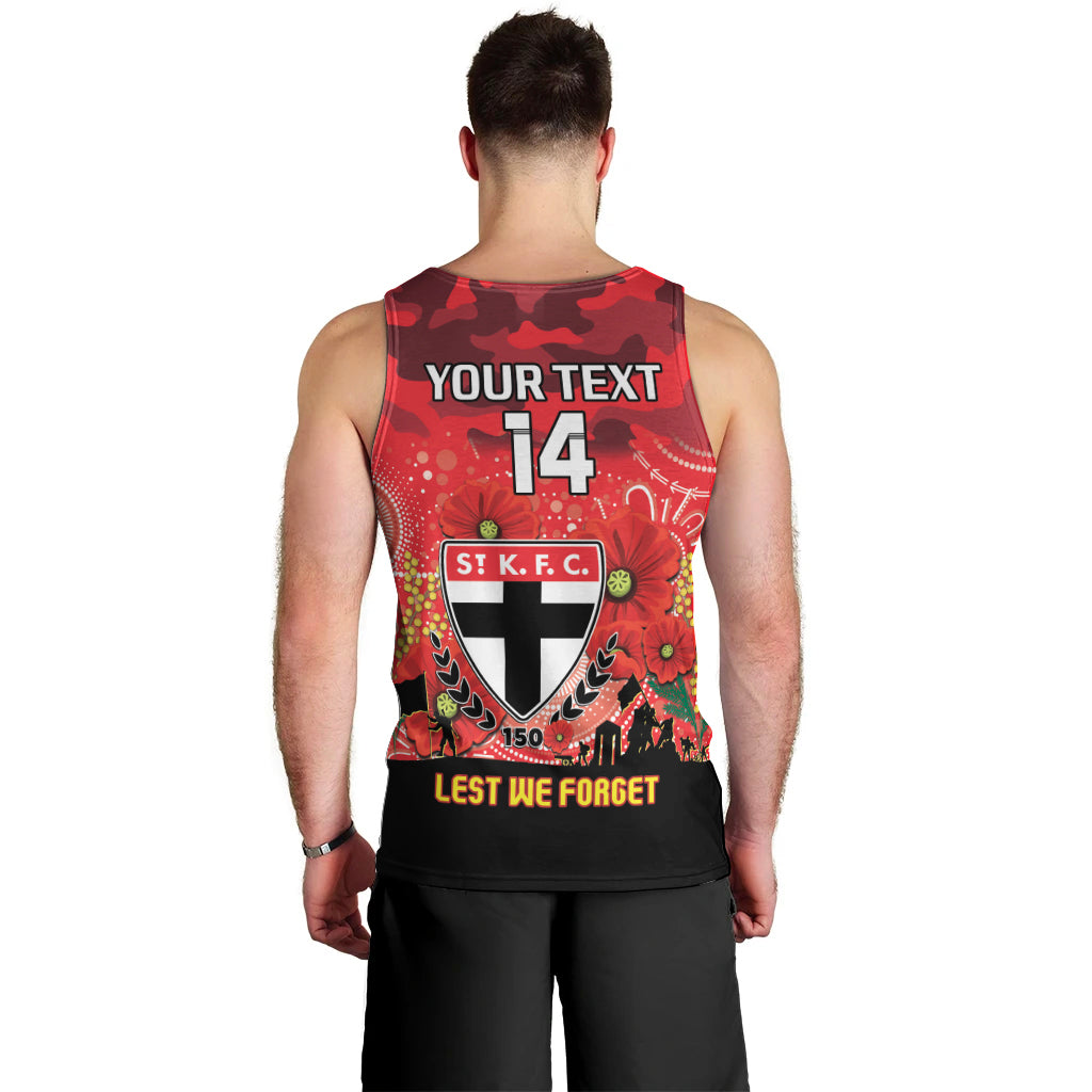 Custom St Kilda Football ANZAC Men Tank Top Gallipoli Camouflage With Poppies