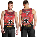 Custom St Kilda Football ANZAC Men Tank Top Gallipoli Camouflage With Poppies