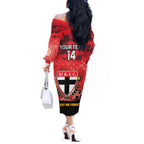 Custom St Kilda Football ANZAC Off The Shoulder Long Sleeve Dress Gallipoli Camouflage With Poppies