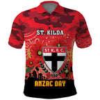 Custom St Kilda Football ANZAC Polo Shirt Gallipoli Camouflage With Poppies