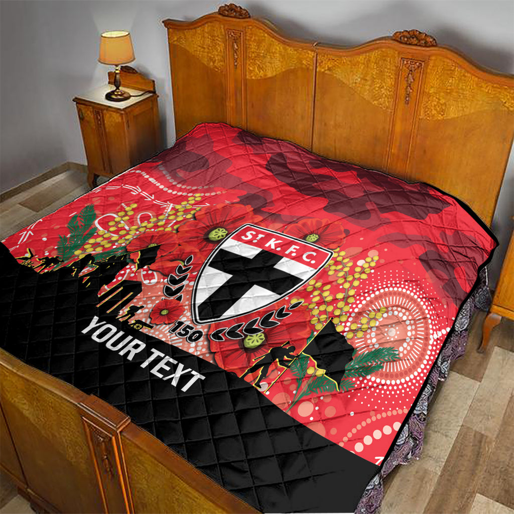 Custom St Kilda Football ANZAC Quilt Gallipoli Camouflage With Poppies